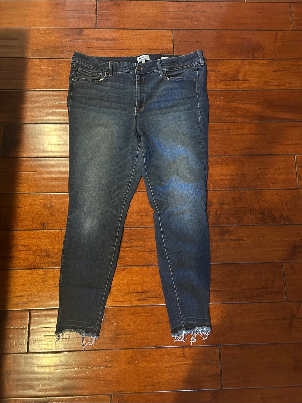 William Rast Dark Blue Frayed Ankle Skinny Jeans